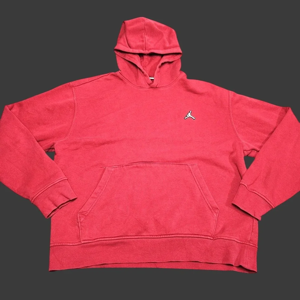 Jordan Hoodie M Red Jumpman Pullover Fleece Boxy Oversized Sweatshirt Athletic